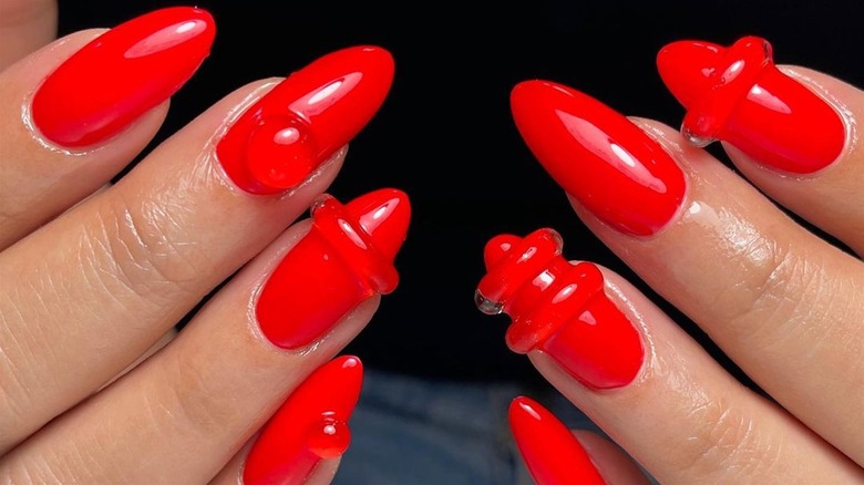 Red 3D nails