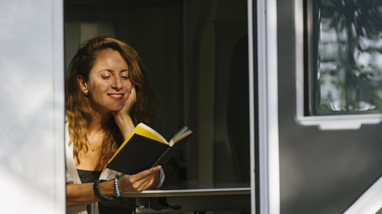 Woman reading book