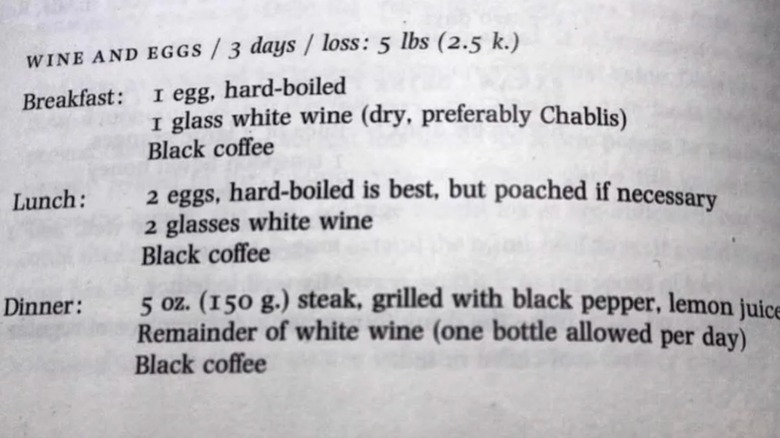 The Wine and Eggs diet printed by Vogue in 1977
