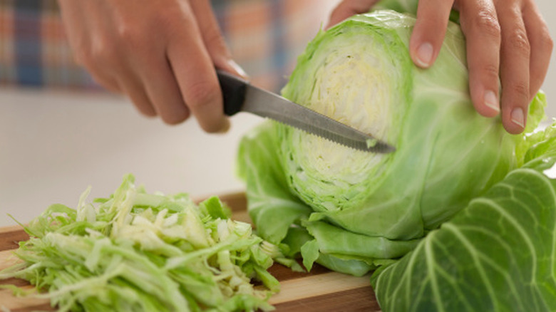 Cabbage chopped on a cutting board