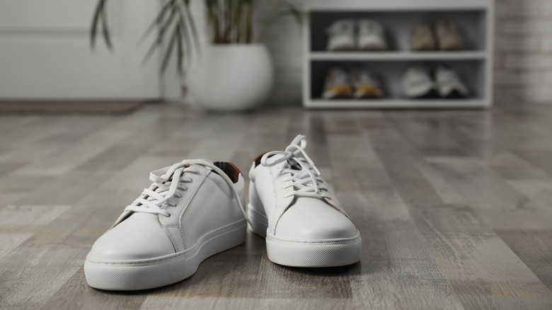 White sneakers on the floor