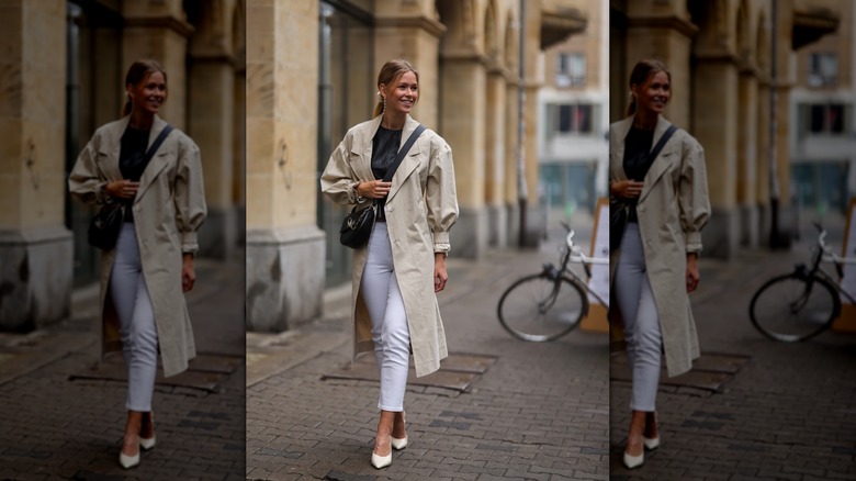 Melanie Kroll in trench coat and minimal outfit