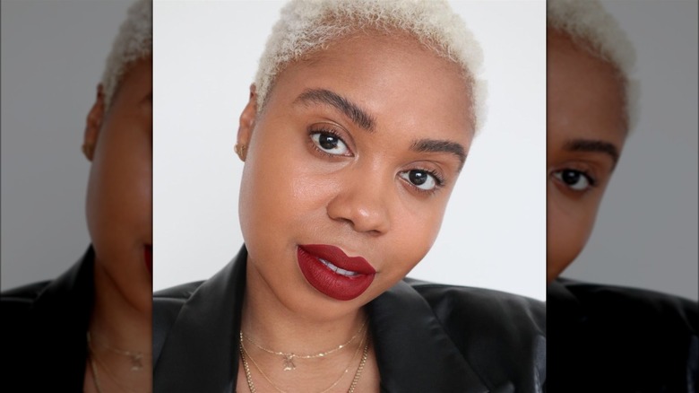 Woman wearing matte lipsticks