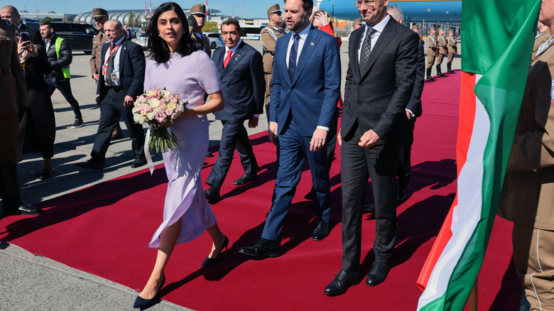 Vances arrive at Budapest Ferenc Liszt International Airport on April 7, 2026