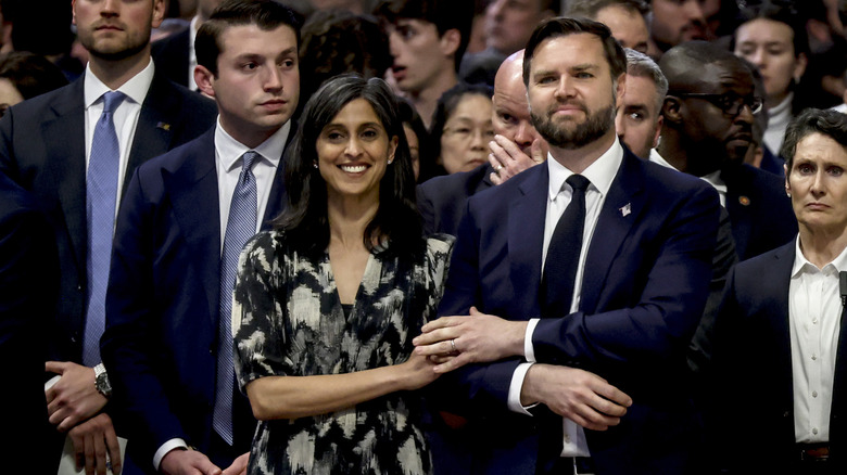 Usha and JD vance Mass on Good Friday at St. Peter's Basilica on April 18, 2025