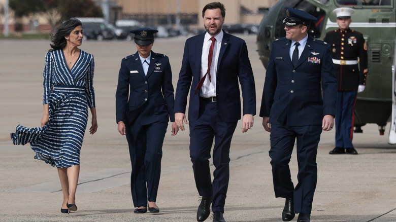 Vances traveling to attend a Turning Point USA event in October 2025