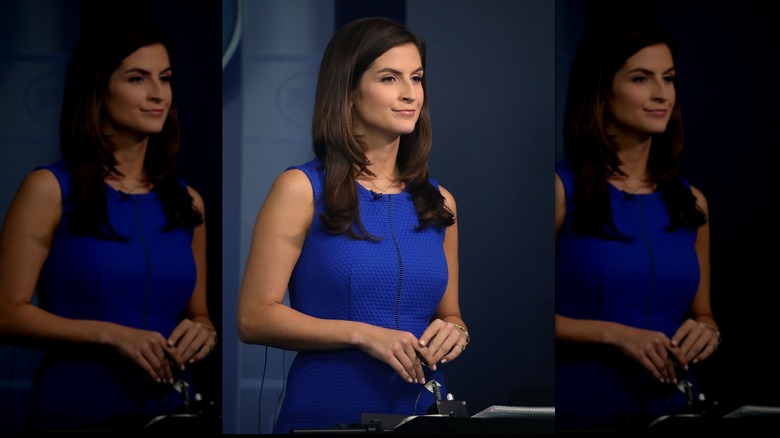 Kaitlan Collins in briefing room at the White House in August 2018