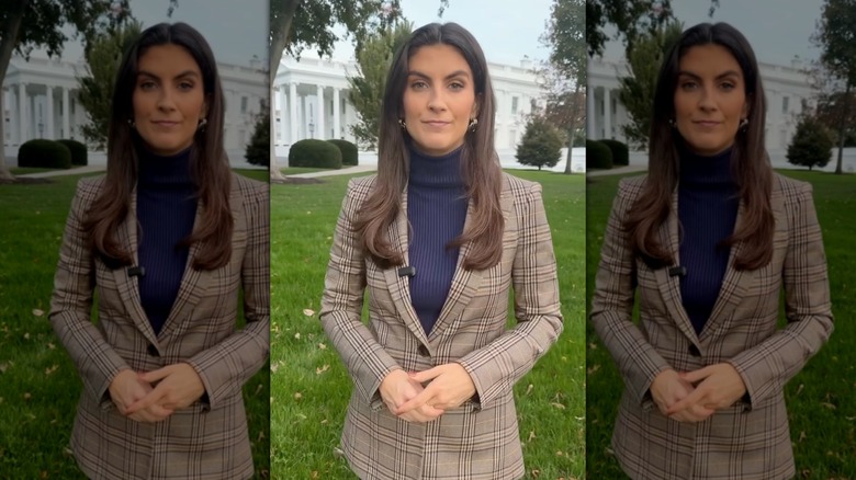Kaitlan Collins standing outside the White House in October 2025