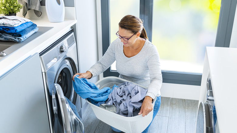 Woman doing laundry