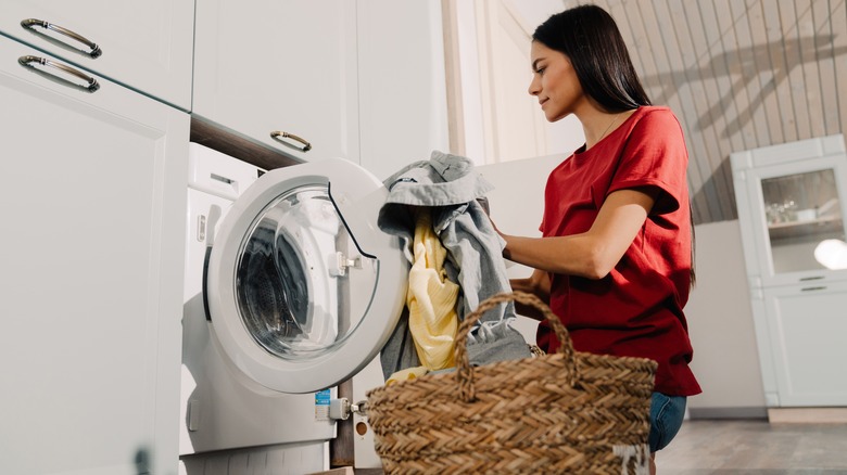 woman doing laundry