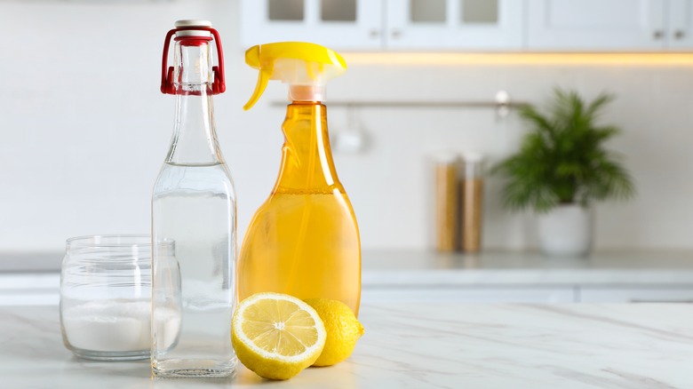 Homemade detergents on counter
