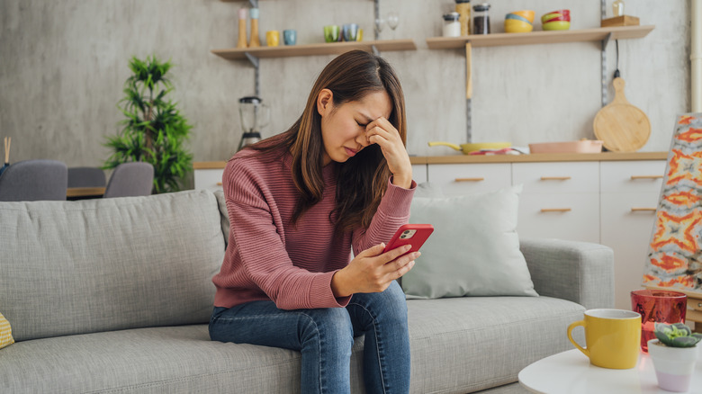 stressed woman on phone call