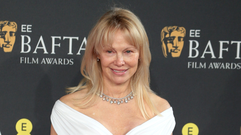 Pamela Anderson on the BAFTA red carpet