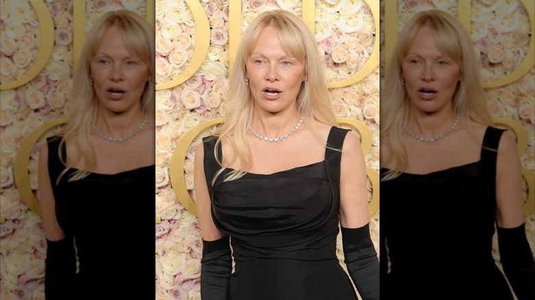 Pamela Anderson at the Golden Globes 2025