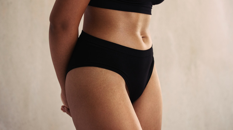 Woman wearing black underwear