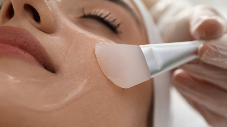 Close-up of chemical application 