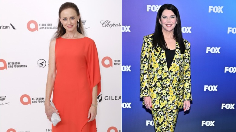 alexis Bledel Elton John's AIDS foundation march 2024/lauren graham 2024 fox upfront in may 2024