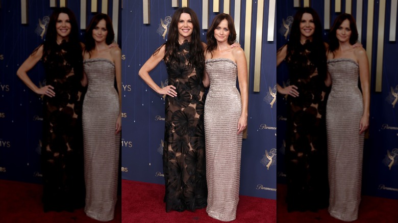 Alexis Bledel and Lauren Graham speak onstage during the 77th Primetime Emmy Awards at Peacock Theater on September 14, 2025 in Los Angeles