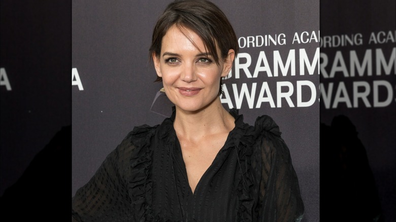 Katie Holmes wearing a cropped bob hairstyle