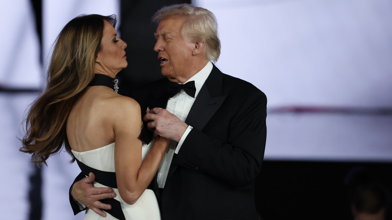 Donald Trump dances with his wife First Lady Melania Trump at the Liberty Inaugural Ball on January 20, 2025