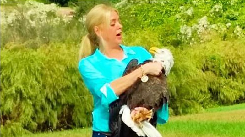 Pam Bondi releasing a bald eagle