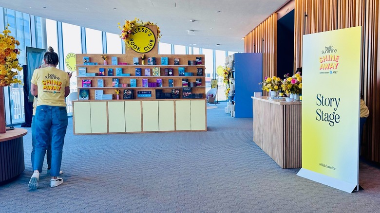 Reese's Book Club Bookshop's Story Stage and display