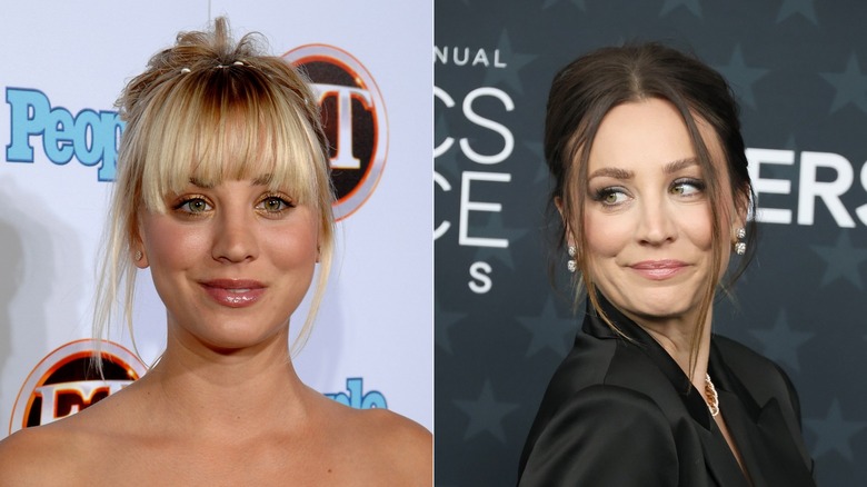 Kaley Cuoco with blond and brunette hair