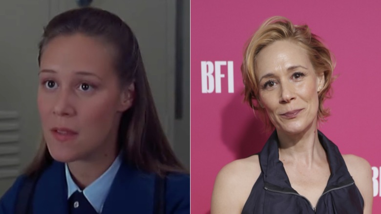 Liza Weil with long hair on the set of Gilmore Girls. Liza Weil with short hair in 2026.