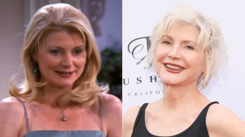 Beth Broderick as Aunt Zelda in Sabrina The Teenage Witch and on the red carpet in 2025, side by side pgoros