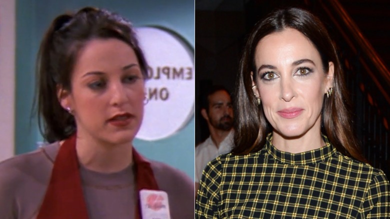 Lindsay Sloane as Valerie Birkhead in Sabrina The Teenage Witch and at an event in 2019, side by side photos
