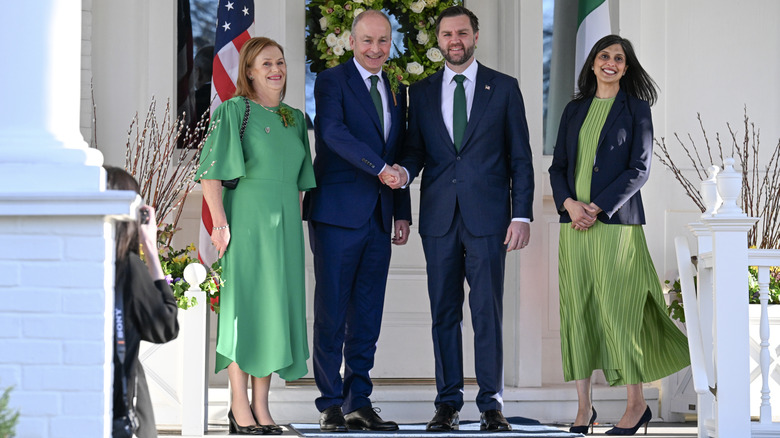 Usha and JD Vance with the Taoiseach of Ireland, Micheál Martin, and his wife, Mary O'Shea, March 17, 2026