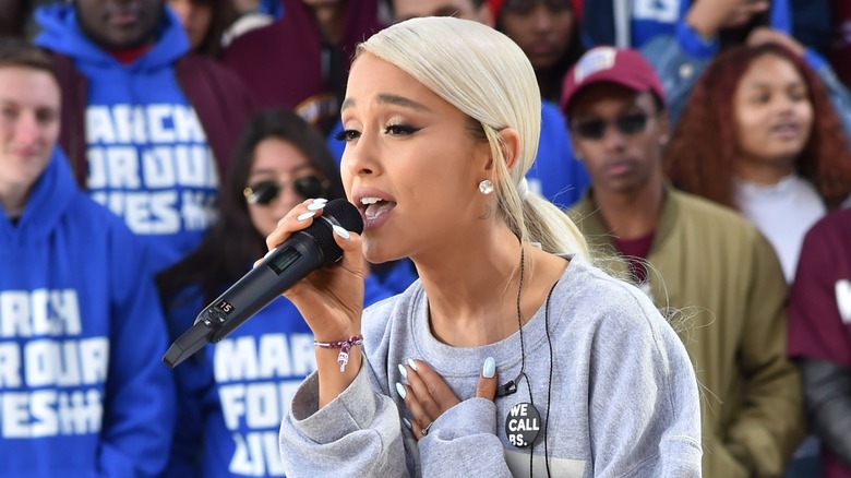 Ariana Grande with white blond hair