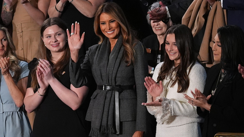 Melania Trump and others attend U.S. President Donald Trump address to a joint session of Congress at the U.S. Capitol on March 04, 2025 in Washington, DC