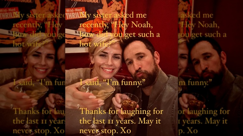 Noah and Sara Wyle celebrating their anniversary