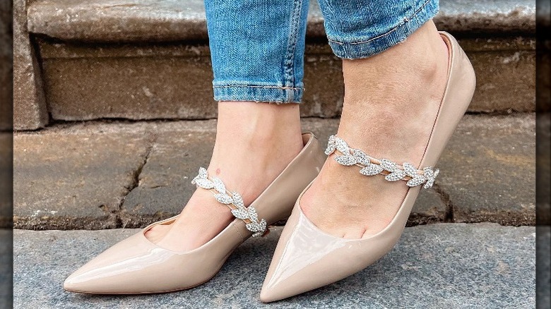 Nude shoes and jeans