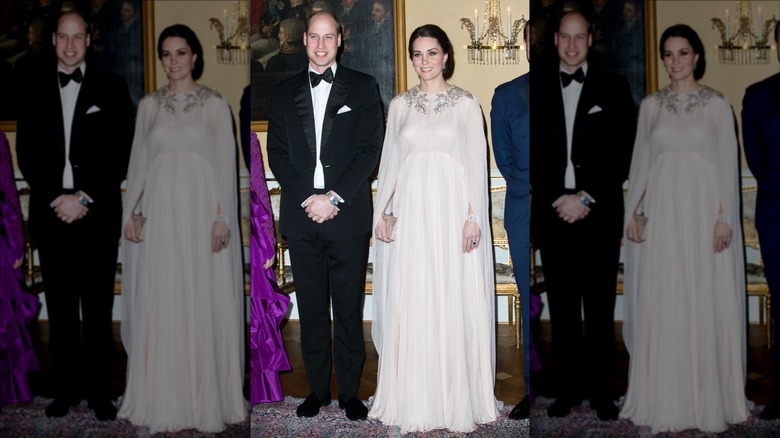Prince William and Kate Middleton looking regal while attending dinner at the royal palace in Oslo, Norway