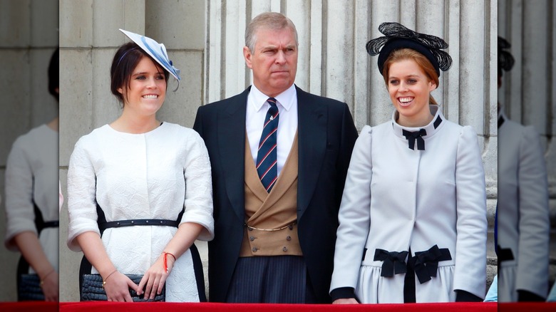 Princess Beatrice with her father and Princess Eugenie at the Trooping the Colour