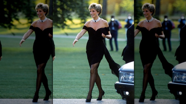 Princess Diana in her iconic black revenge dress in June 1994