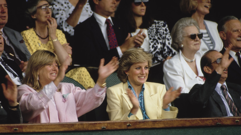 Princess Diana pictured clapping at the Wimbledon in 1987