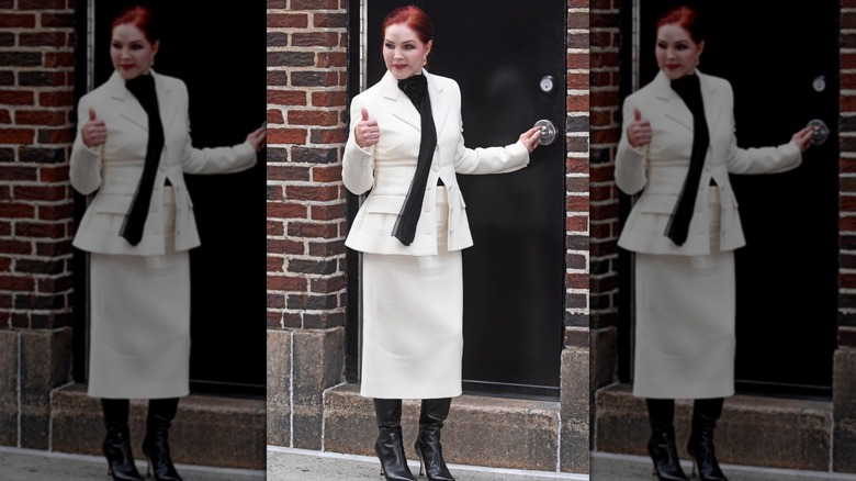 Priscilla Presley as she headed into the recording of The Late Show with Stephen Colbert