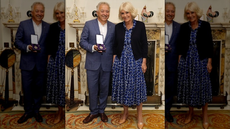 Queen Camilla and Frank Cottrell-Boyce at Clarence House in September 2024