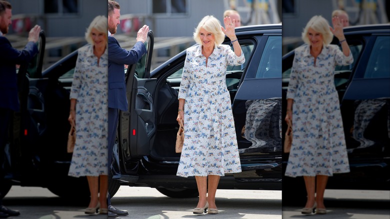 Queen Camilla arrives for her official departure from Sydney Airport on October 23, 2024