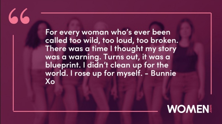 Bunnie Xo quote over purple background
