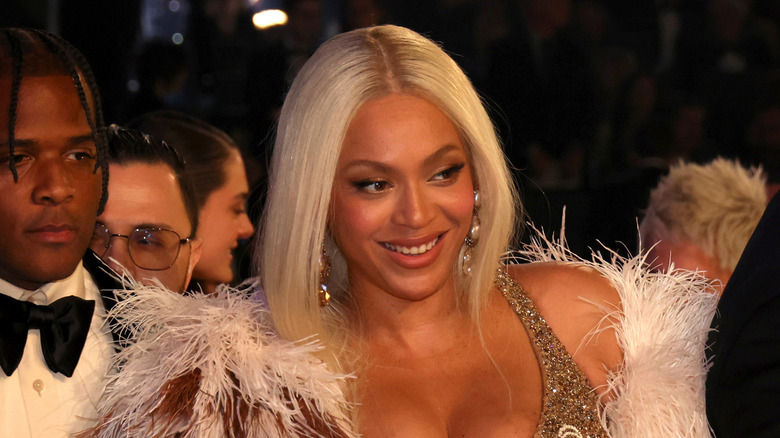 Beyoncé smiling at the 2025 Grammys