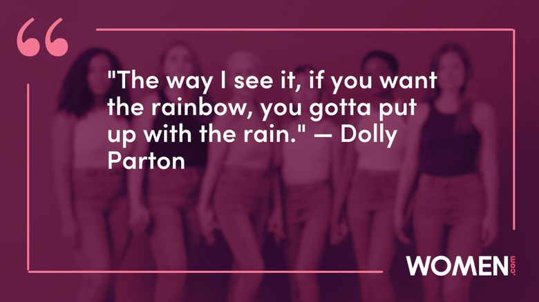 The quote of the day by Dolly Parton in burgundy