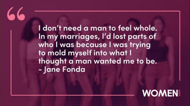 quote by Jane Fonda over a purple background