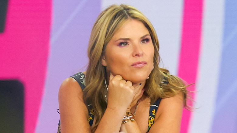 Jenna Bush Hager leaning forward with her chin on her hand