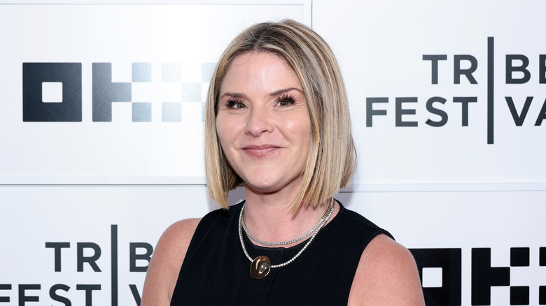 Jenna Bush Hager on the red carpet with a black dress and a bob
