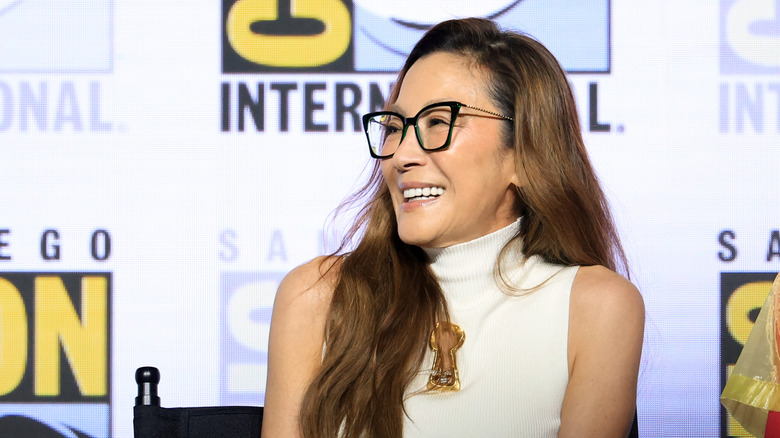 Michelle Yeoh speaks at Prime Video's "Blade Runner 2099" and "The Lord Of The Rings: The Rings Of Power" Hall H panel during 2026 Comic-Con International: San Diego at San Diego Convention Center on July 24, 2026