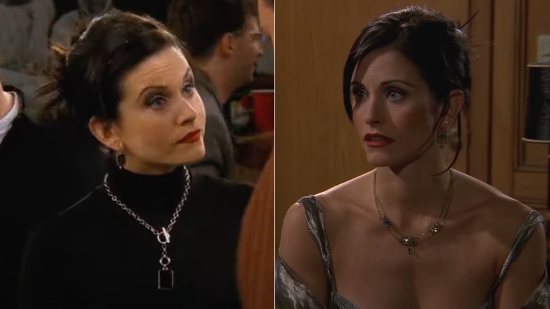 Monica Geller wearing necklaces